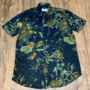 TOPMAN Floral Print Button Down Short Sleeve Shirt